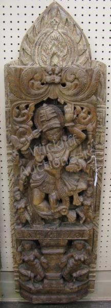 Appraisal: A two-piece carving depicting Hindu goddess in traditional attire x