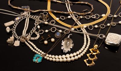 Appraisal: A quantity of silver and costume jewellery to include a