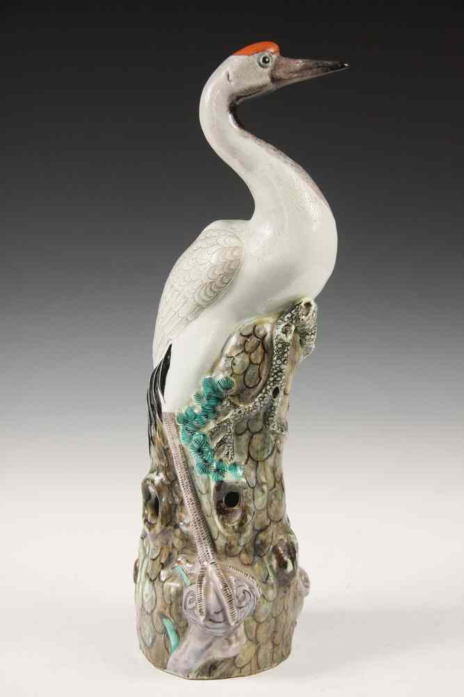 Appraisal: CHINESE PORCELAIN CRANE - Chinese Porcelain Figure of Standing Crane