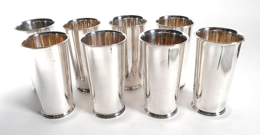 Appraisal: Set of eight sterling silver tumblers no monograms Each about