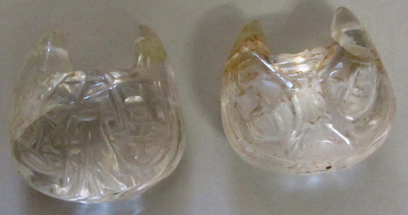 Appraisal: Two Abbasid rock crystal pendants Iran th- th century each