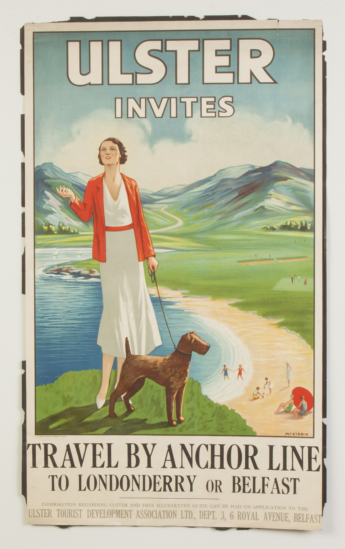 Appraisal: Ulster Invites Travel by Anchor Lines Vintage Travel Poster By