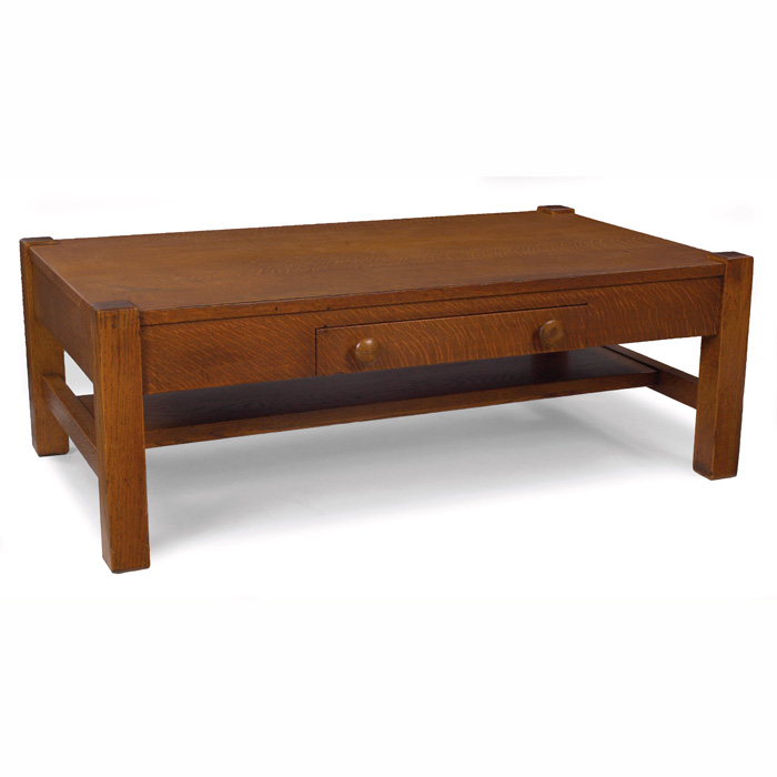 Appraisal: Arts Crafts style coffee table cut-down from a library table