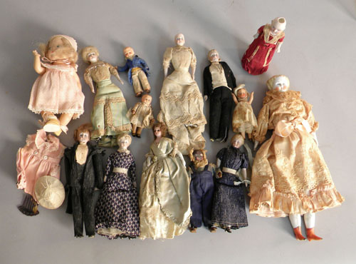 Appraisal: Twelve China and bisque head doll house figures together with