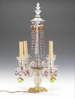 Appraisal: A Centerpiece Crystal Candle Lamp The central cut crystal stem