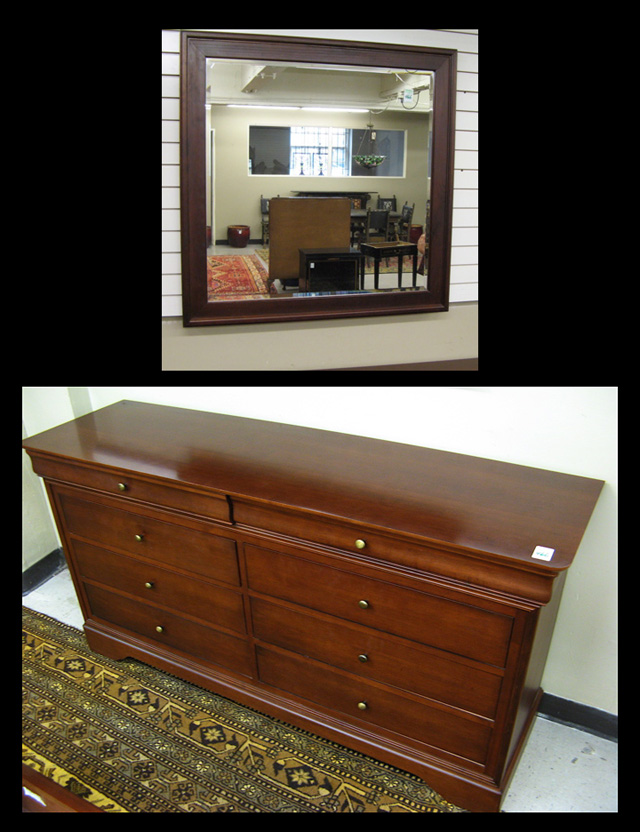 Appraisal: EMPIRE STYLE MAHOGANY BUREAU WITH MATCHING WALL MIRROR Canada recent