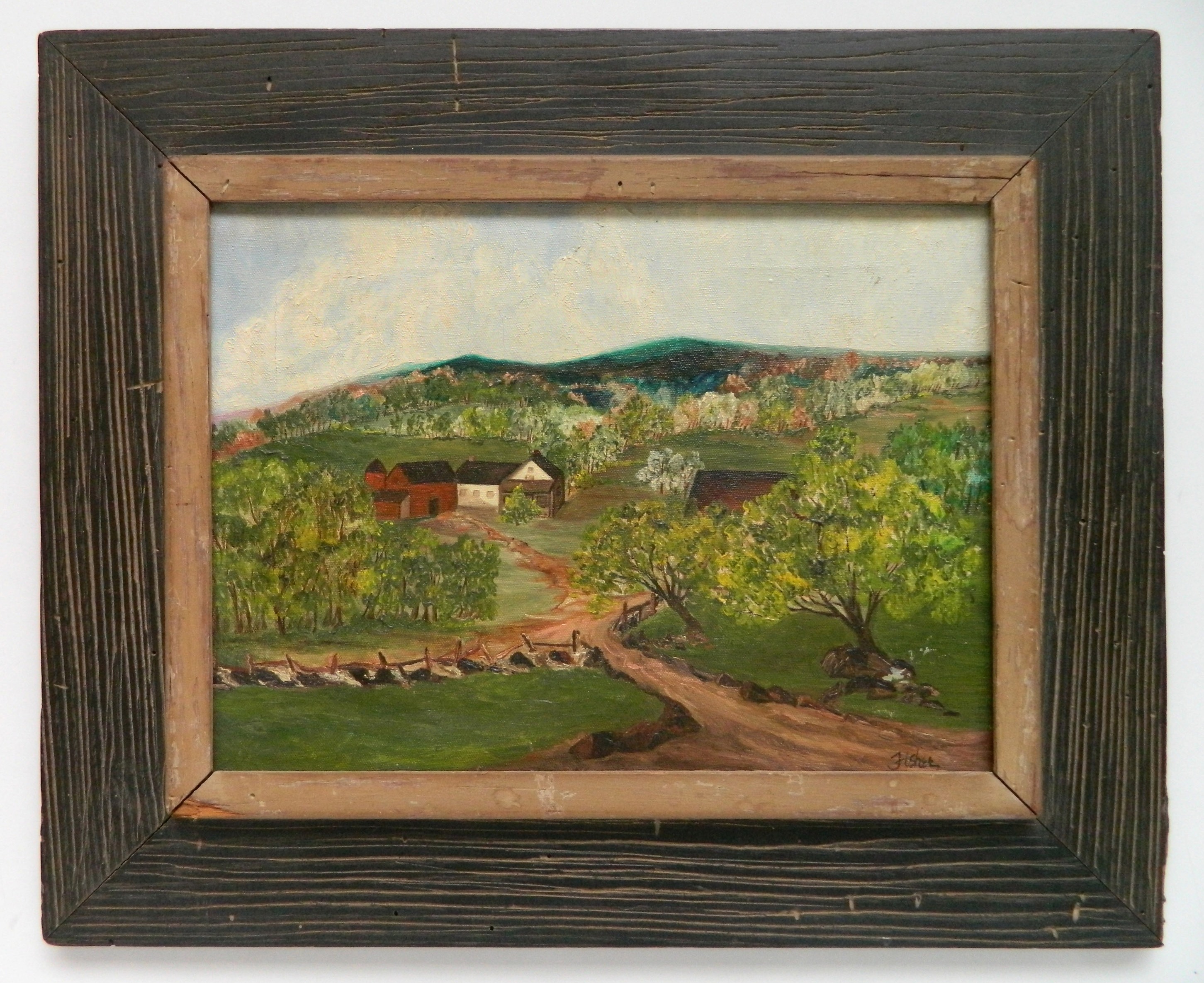 Appraisal: Fisher American - Farm Scene- oil on canvas signed Fisher