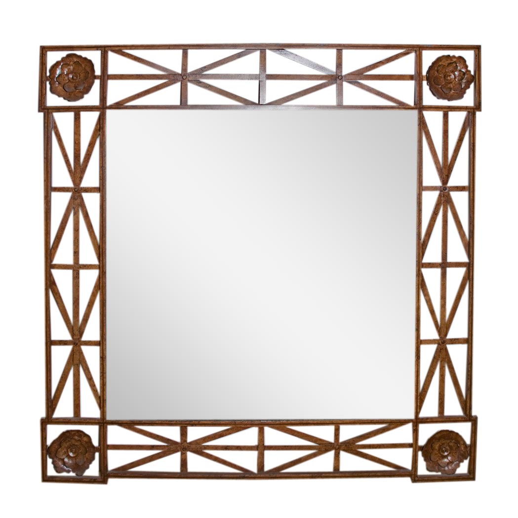 Appraisal: Painted Metal Mirror Inches square