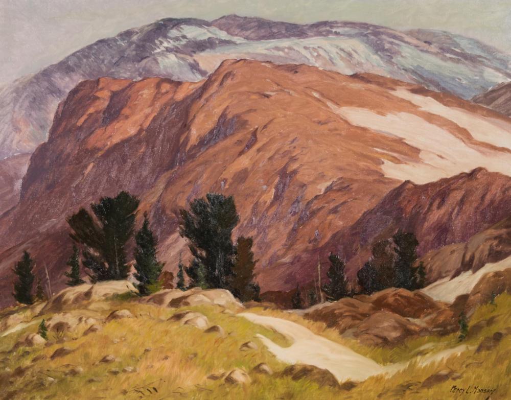 Appraisal: PERCY L MANSER Oregon - oil on board alpine landscape