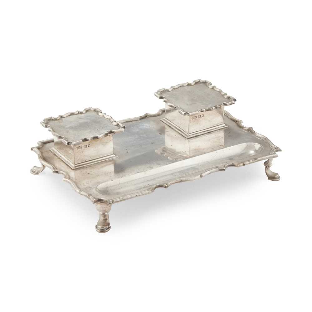 Appraisal: A GEORGE V INKSTAND R W SORLEY LONDON Of serpentine