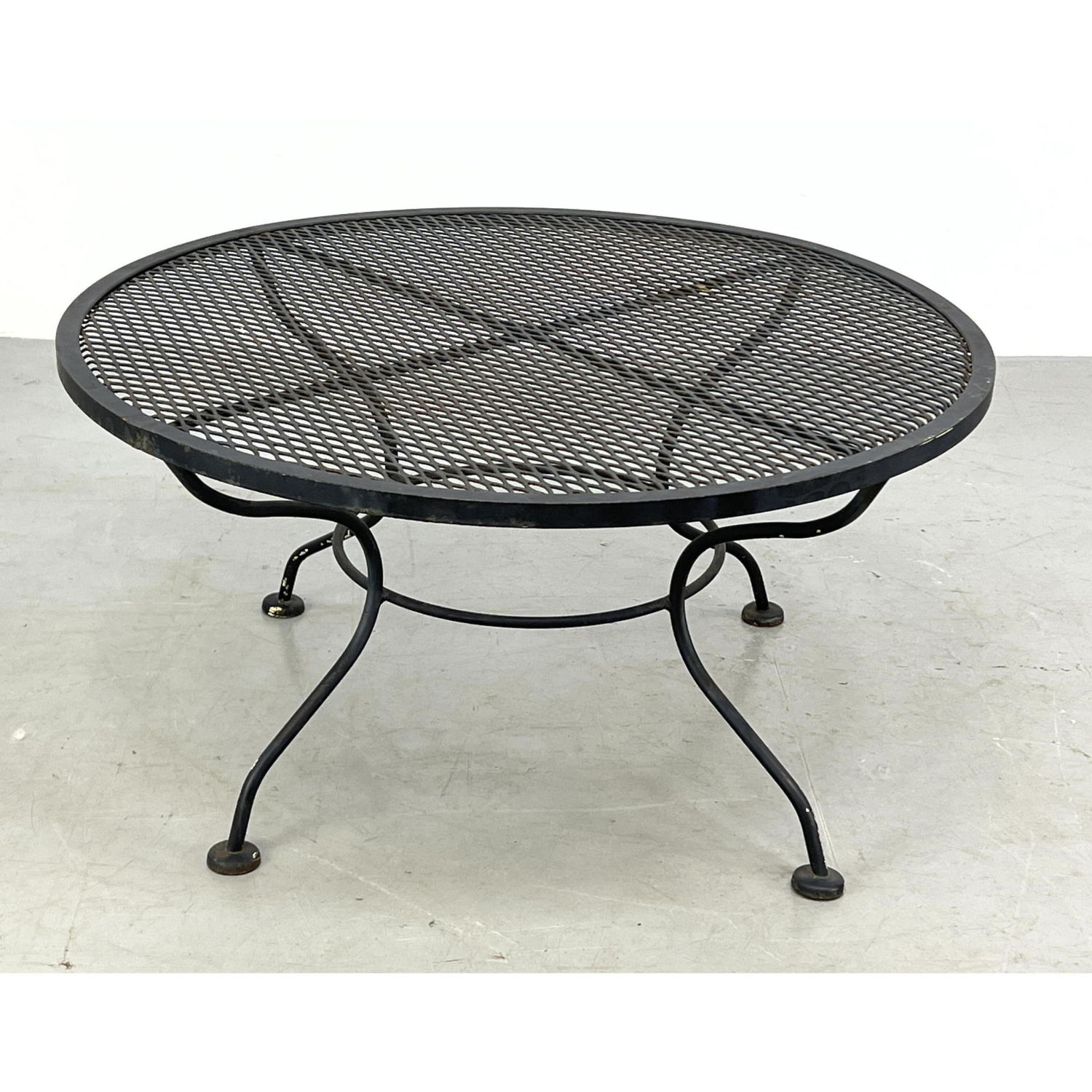 Appraisal: Salterini Coffee Table Iron mesh Dimensions H inches W inches