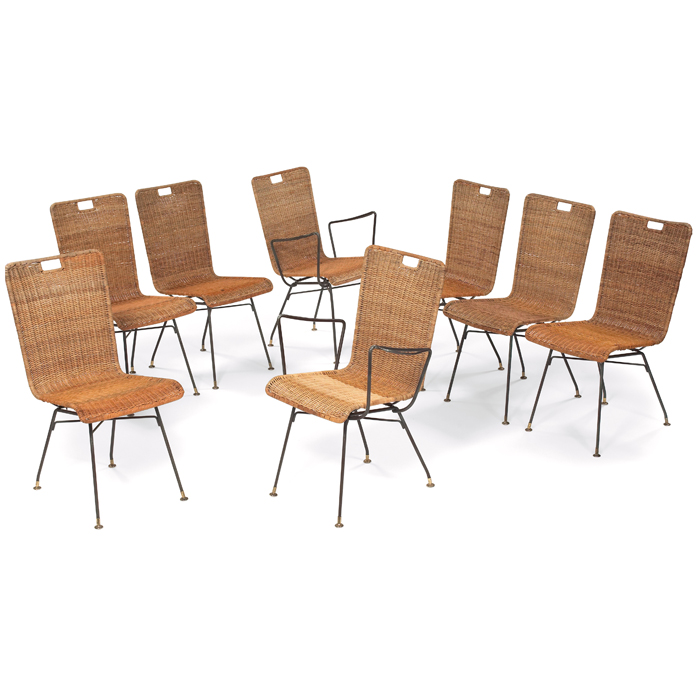 Appraisal: s patio chairs set of eight designer unknown two armchairs