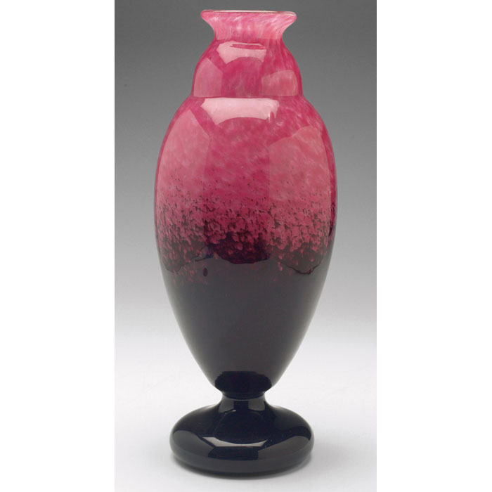 Appraisal: Schneider vase ovoid form with inverted rim cased in a