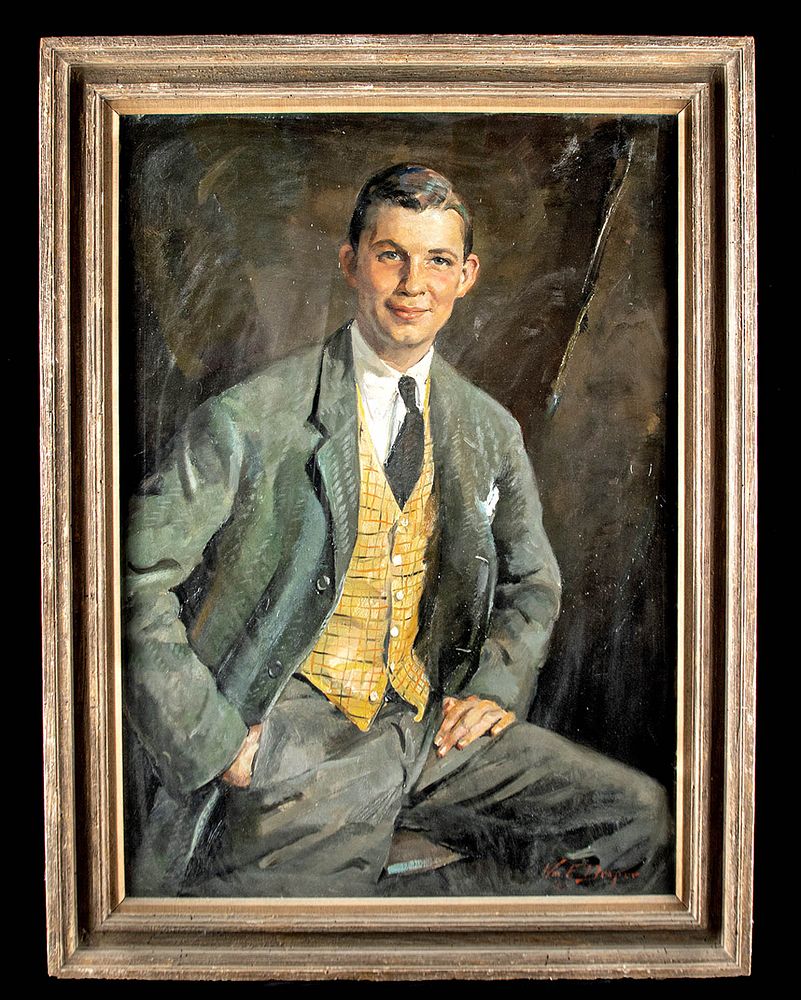 Appraisal: Framed William Draper Painting - Man with Vest William Franklin