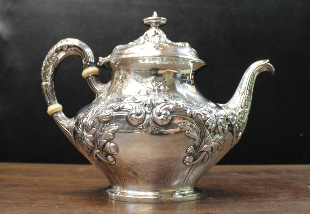 Appraisal: GORHAM STERLING SILVER TEAPOT Marguerite repousse pattern A - pints