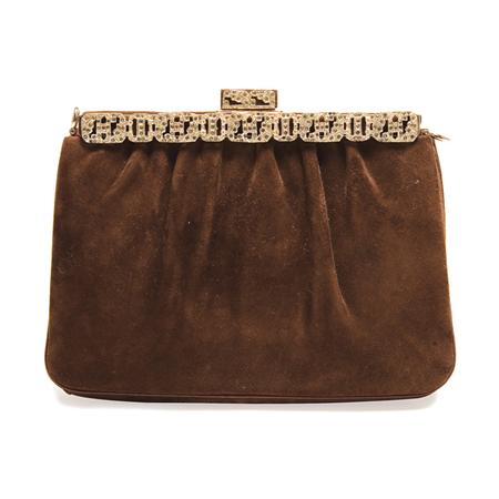 Appraisal: Judith Leiber Brown Suede Envelope Clutch Estimate nbsp nbsp nbsp