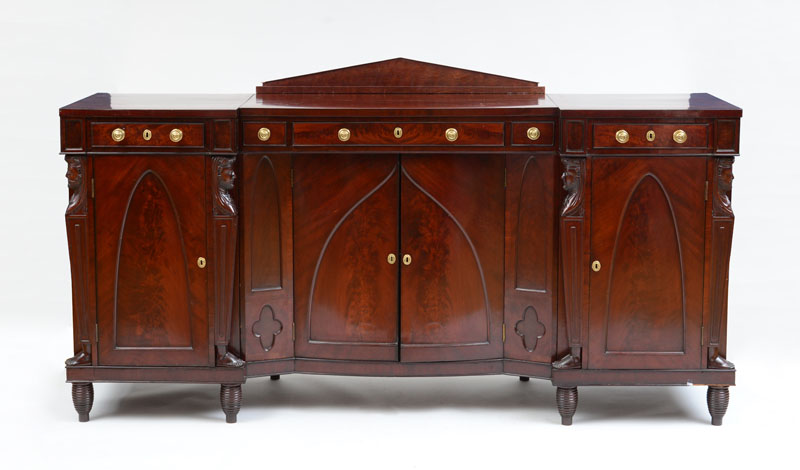 Appraisal: CLASSICAL CARVED MAHOGANY AND FIGURED MAHOGANY SIDEBOARD PHILADELPHIA OR BALTIMORE