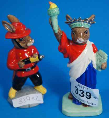 Appraisal: Royal Doulton Bunnykins Statue of Liberty DB and Fireman DB