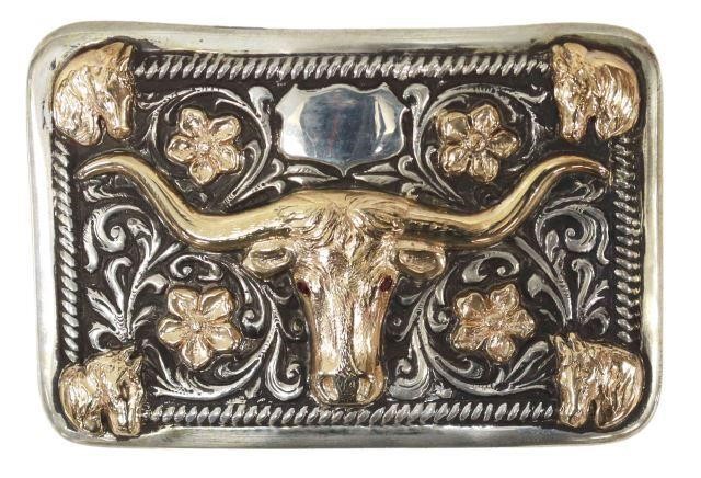 Appraisal: Western sterling silver and kt yellow gold overlay trophy belt