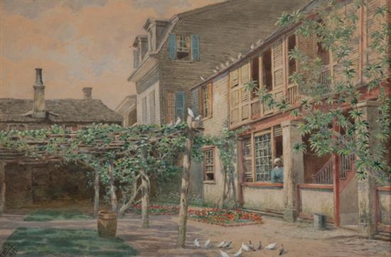 Appraisal: WALTER PARIS American - COURTYARD NEW ORLEANS signed and dated