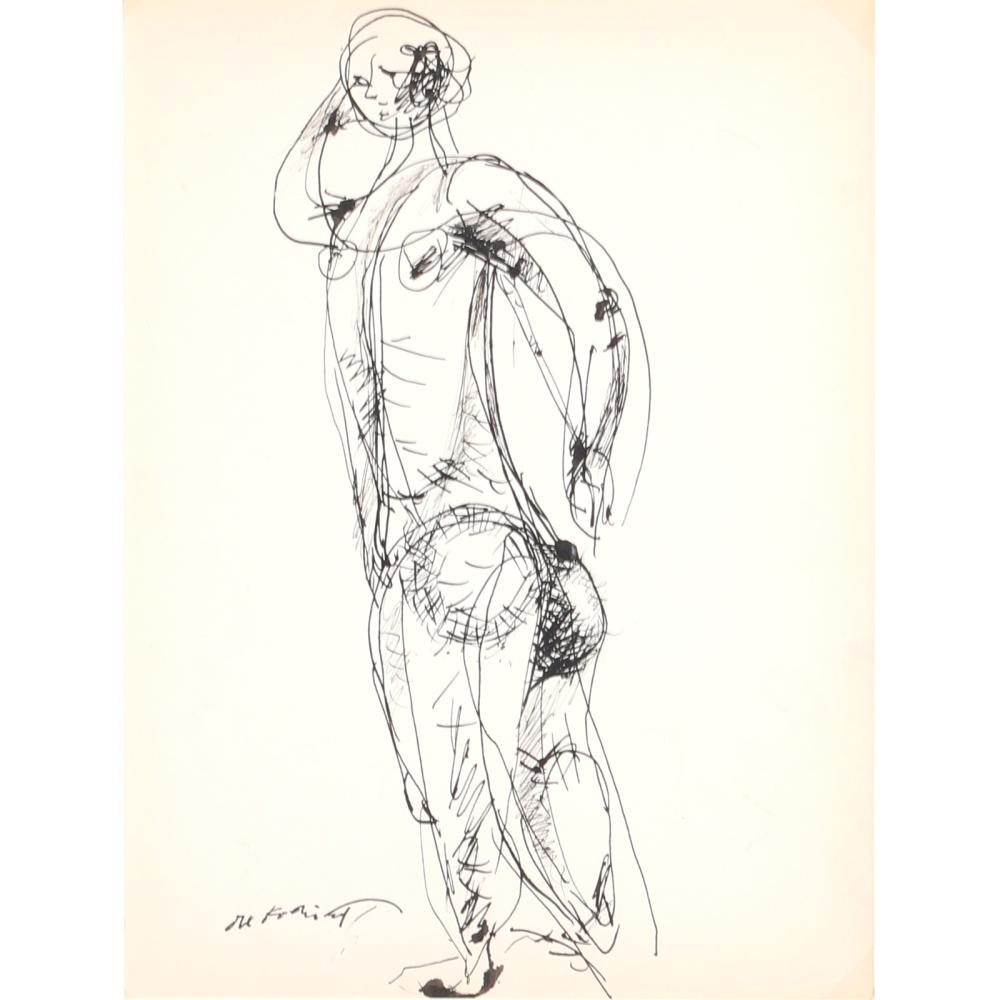 Appraisal: WILLEM DE KOONING DUTCH - UNTITLED STANDING NUDE CA PEN