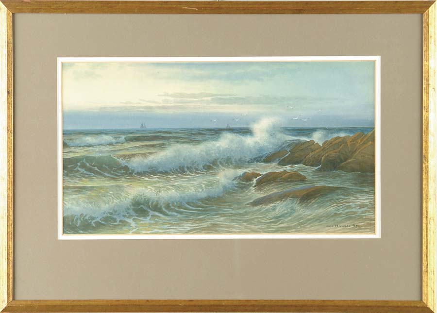 Appraisal: GEORGE HOWELL GAY American - ROCKY COAST SUNSET Fine watercolor