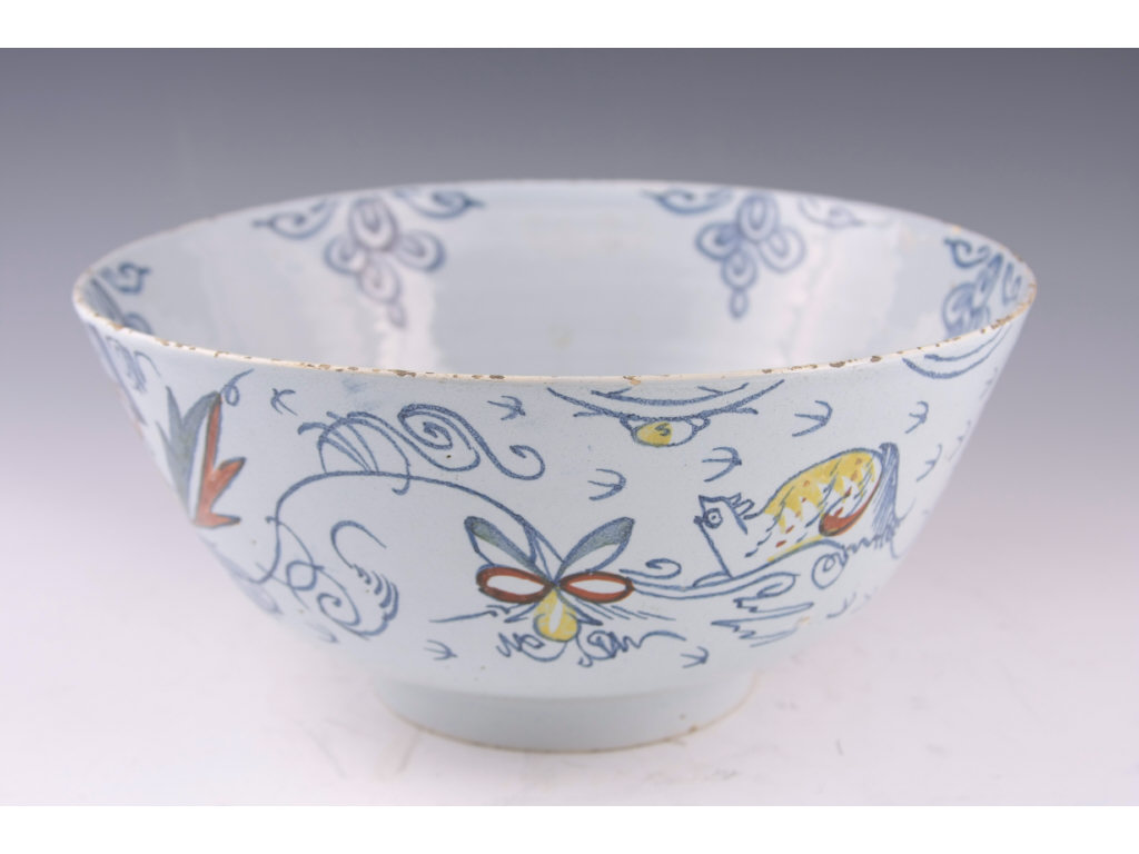 Appraisal: English Delft Center Bowl c probably Bristol tin glazed with