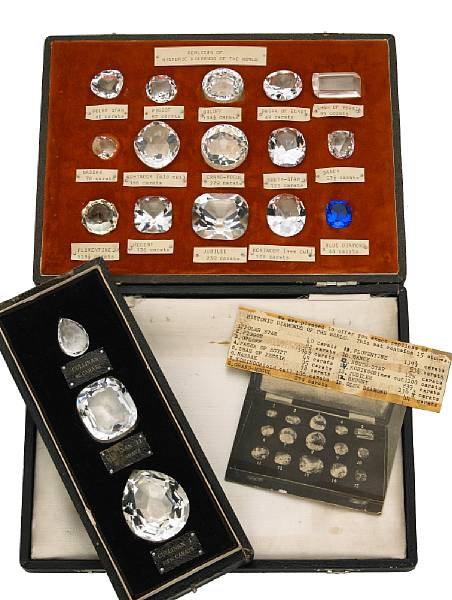 Appraisal: A collection of paste reproductions of historical diamonds and the