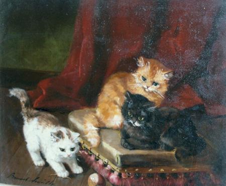 Appraisal: Alfred Arthur Brunel de Neuville French - Playful Kittens Estimate