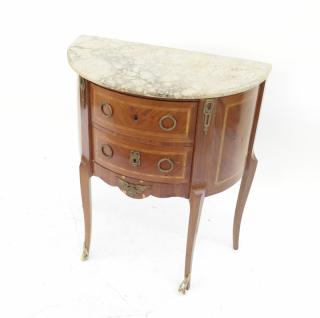 Appraisal: Louis XVI Style Demilune Commode Louis XVI style marble top