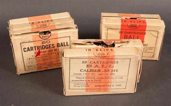 Appraisal: Group of ammunition including boxes of cartridges ball cal M