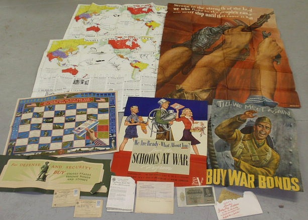 Appraisal: Group of WWII posters etc unframed