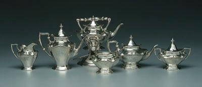 Appraisal: Hepplewhite sterling tea service Reed Barton retailer Bailey Banks Biddle