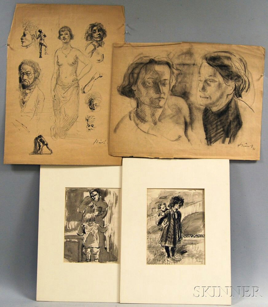 Appraisal: Johann Robert Sch rch Swiss - Four Works Two Women