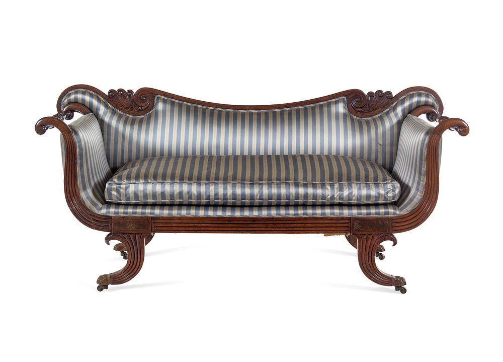 Appraisal: A George IV Brass Mounted Carved and Figured Mahogany Sofa