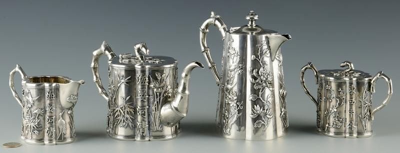 Appraisal: Chinese Export Silver Tea Set pcs Wang Hing Chinese Export