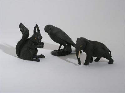 Appraisal: A Wedgwood black basalt model of an elephant with applied