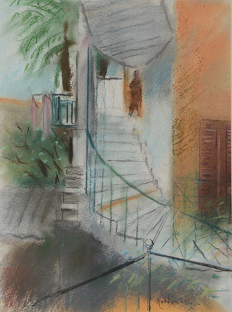 Appraisal: GUY RODDON - 'Stairs to the Studio' signed pastels x