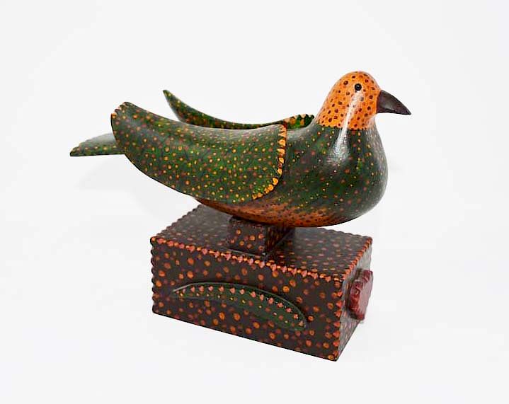 Appraisal: Don Noyles Carved wooden decorated bird Carved wooden decorated bird