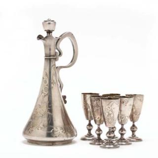 Appraisal: An Antique Russian Silver Vodka Set circa - Moscow zolotnik