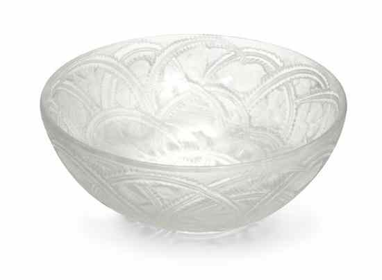 Appraisal: A Lalique Molded and Frosted Glass Bowl Pinsons having repeating