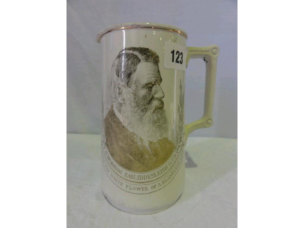 Appraisal: A late th century jug commemorating Earl Iddeseleigh with black