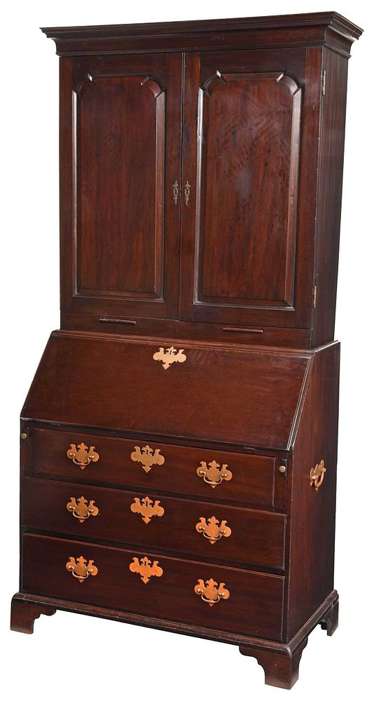 Appraisal: George II Mahogany Paneled Desk and Bookcase British mid th