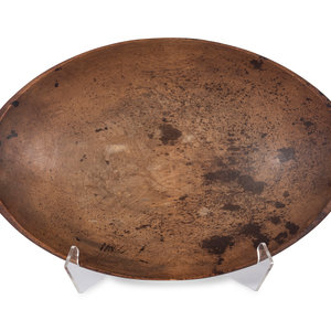 Appraisal: A Large Wooden Oval Dough Bowl th Century Height x