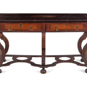 Appraisal: A William and Mary Style Walnut and Marquetry Library Table