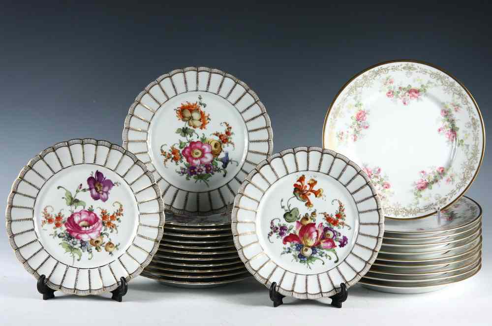 Appraisal: SETS HANDPAINTED PORCELAIN PLATES - Including C A Charles Ahrenfeldt