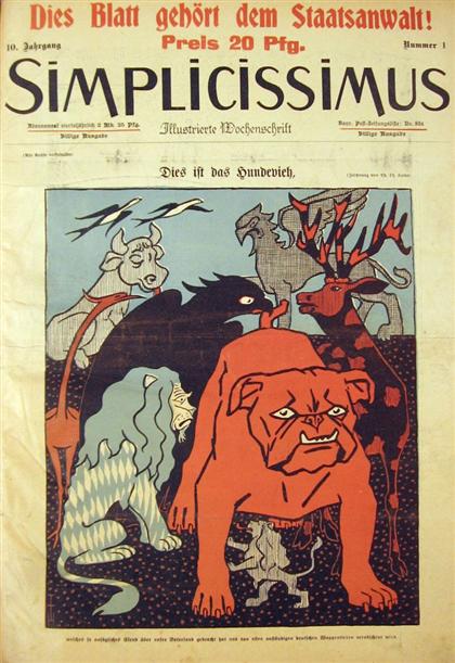 Appraisal: vol Periodical Literature Simplicissimus Munich April - Feb Vol nos