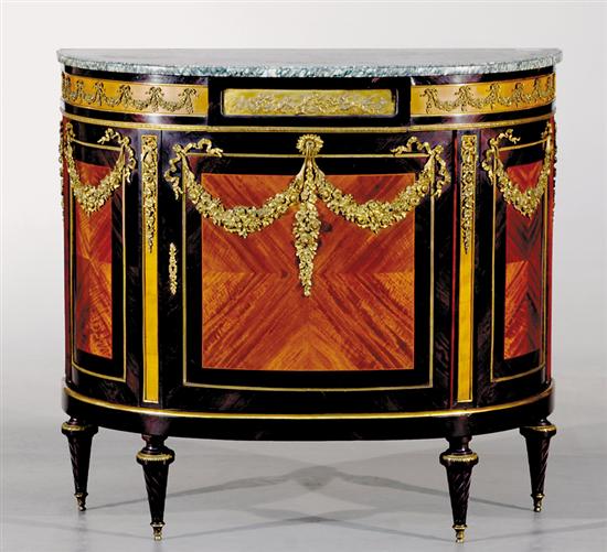 Appraisal: Louis XVI style marble-top demilune commode last quarter th century