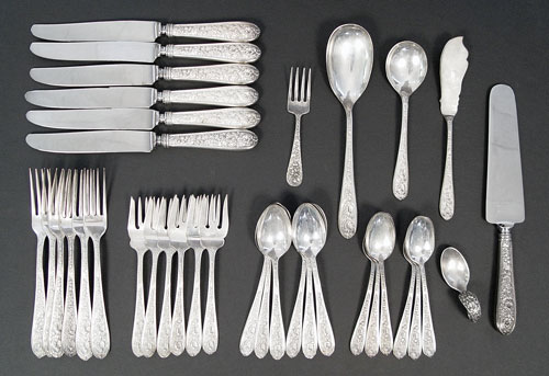 Appraisal: STIEFF ''CORSAGE'' STERLING FLATWARE SERVICE FOR pieces of Corsage design