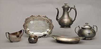 Appraisal: Victorian Silver-Plate Coffee Pot together with a Sugar Pot and